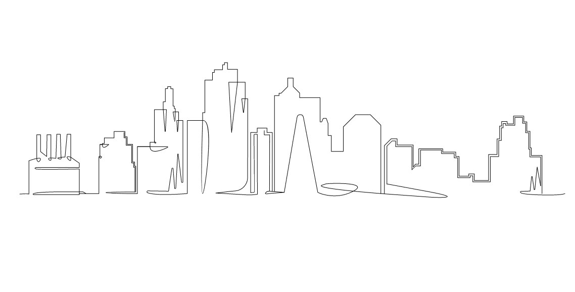 image of a pencil sketch of the kansas city skyline